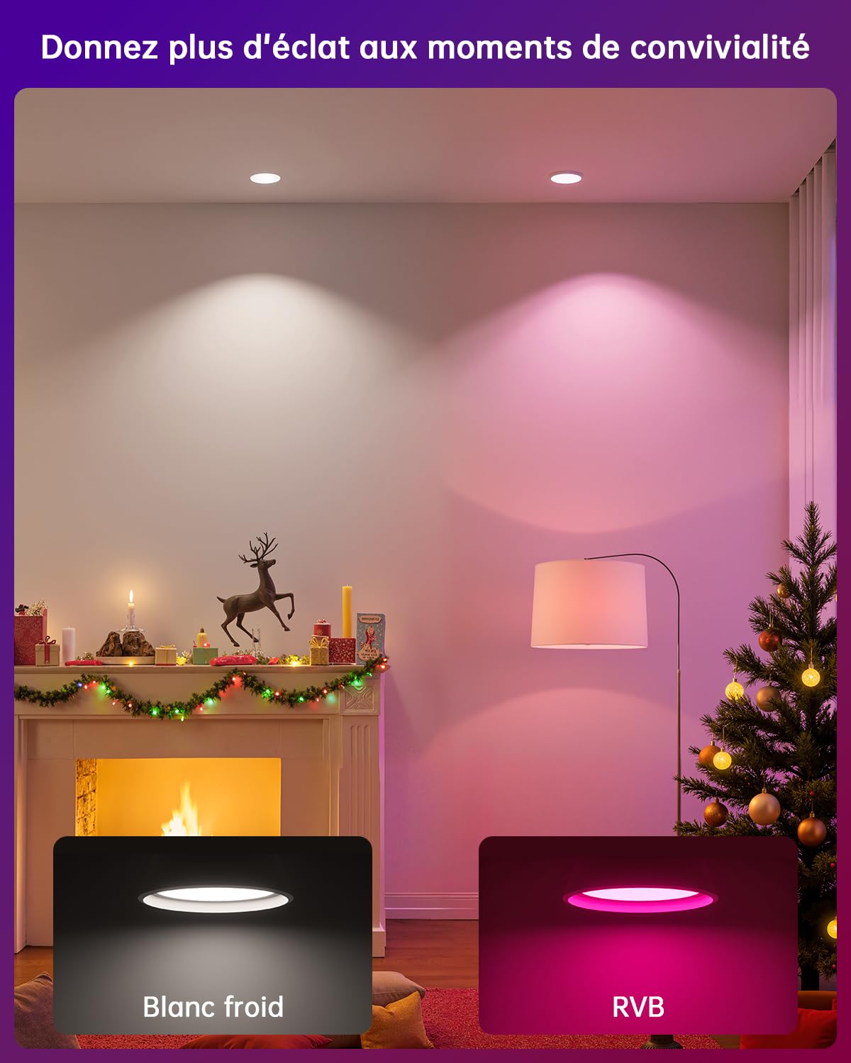 YAYZA! Ampoule LED GU10 Blanc Froid 5W, 6000k RGB Dimmable Ampoule Couleur, Spot Changementde Couleur, 450lm(équivalent 50w),12 Couleurs, 5 modes,Timing, Avec Telecommande (Pièce de 8