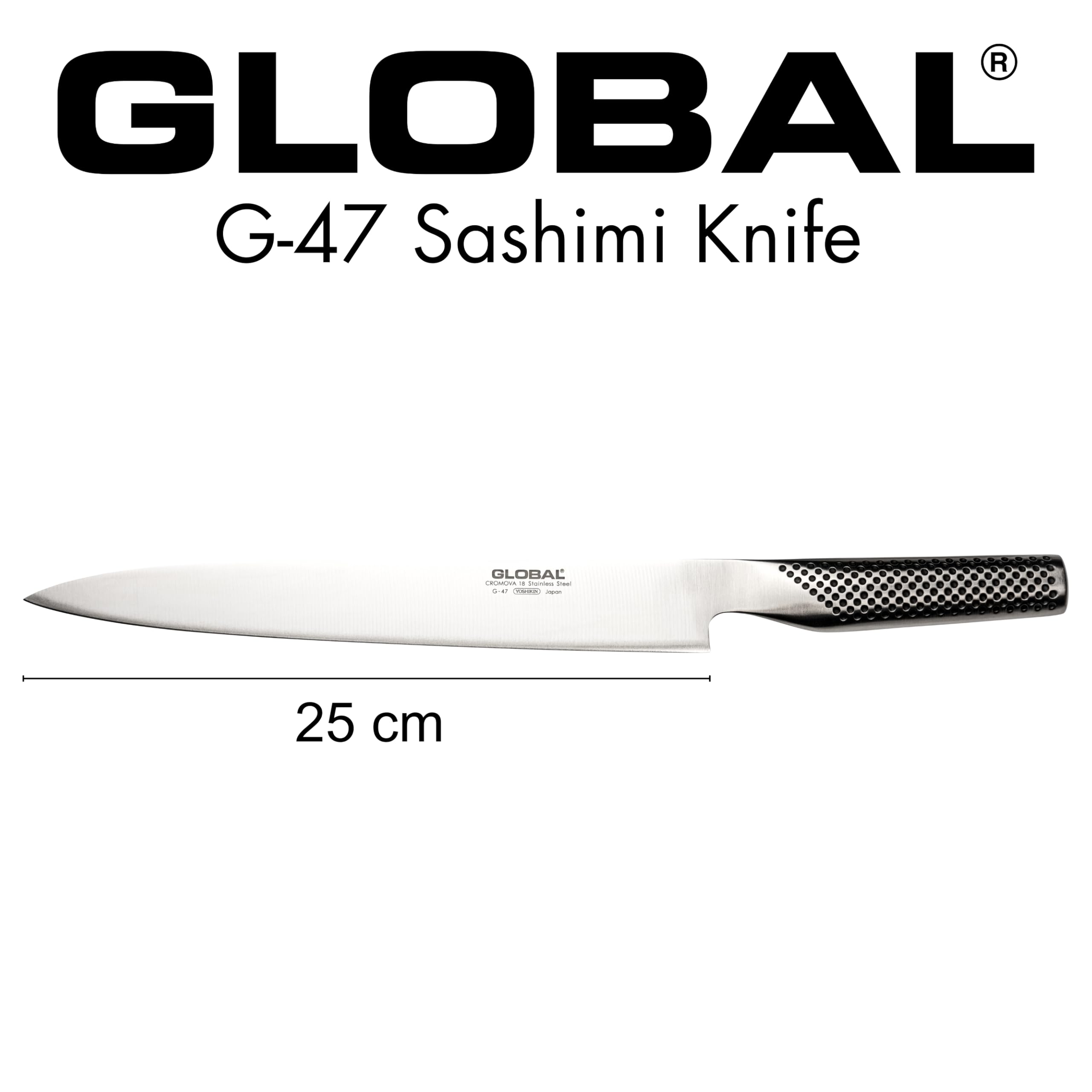 Amazon.co.jp: グローバル 刺身包丁 両刃 刃渡り 25cm G-47