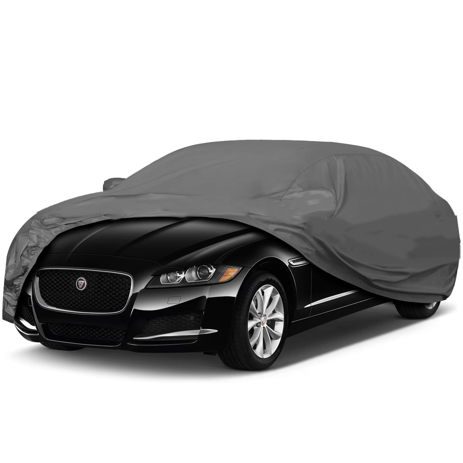 100% Pure Polyester - Jaguar XF Car Cover - UV Rays Reflective - Scratch Resistant - Water Resistant - Car Body Cover (Gray with Mirror Pocket)