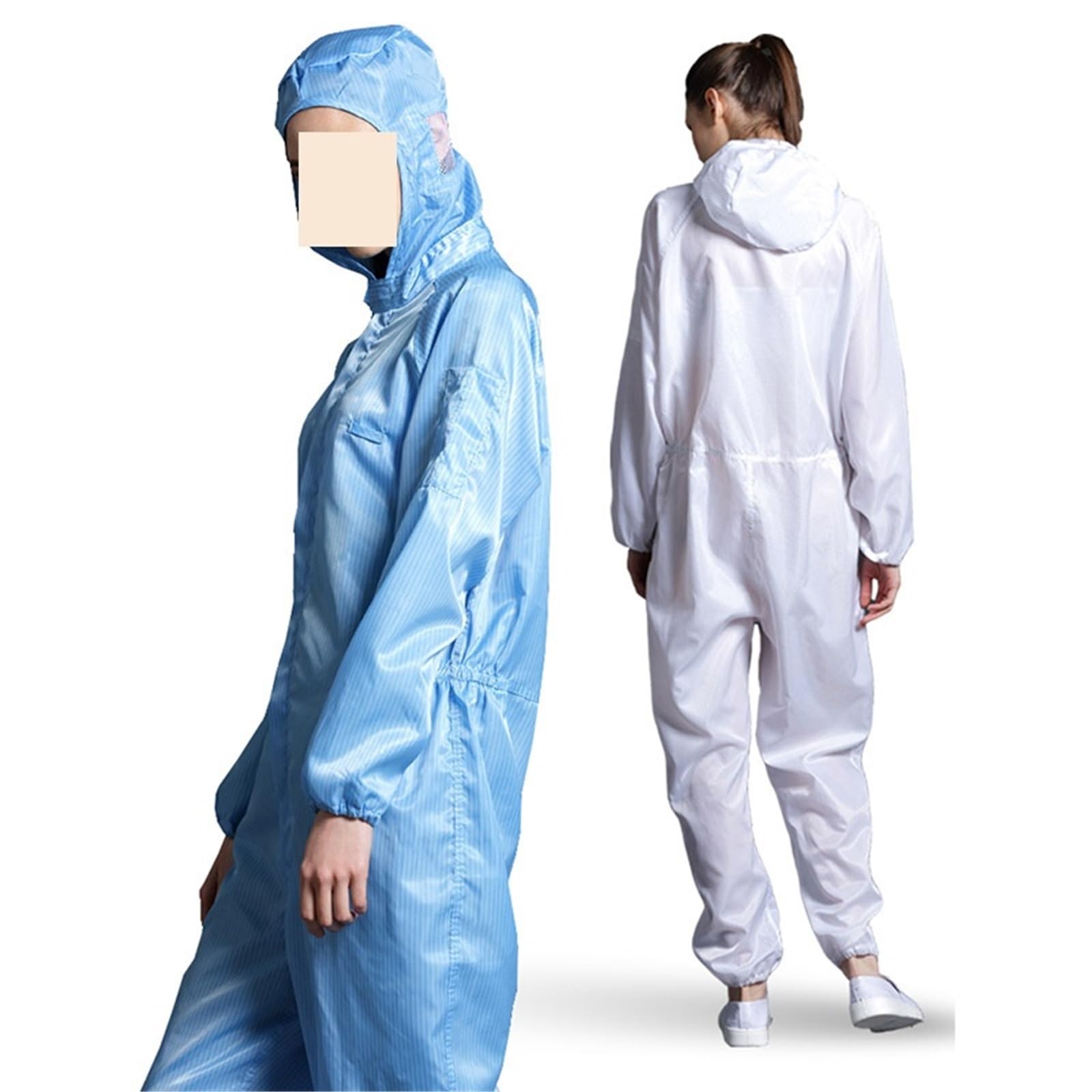 Homme Femme Anti-poussière Antistatique À Capuche Salle Blanche Vêtement Uniforme De Peinture Vêtements Salopette Une Pièce Combinaison Vêtements De Travail Propre(Yellow with pocket,Medium)