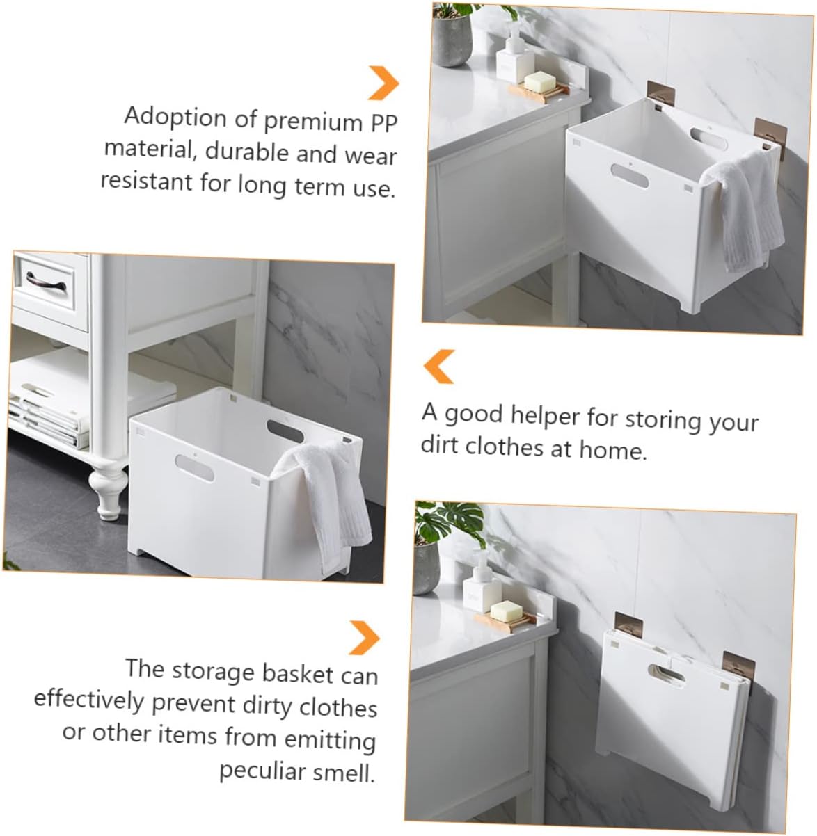 Alipis 1Pc Wall Mount Laundry Basket Storage Organizer for Dirty Clothes Sundries Material Easy Installation with Hooks for Home Use Laundry Room