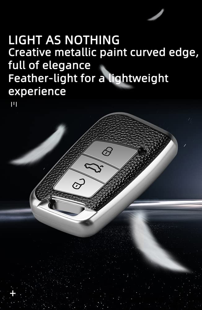 KUNIO Car Key Fob Cover fit for VW Magotan Golf 7 MK7 Jetta Arteon Atlas Passat B8 fit for Skoda Superb A7 Kodiaq Key Cover TPU Keyless key cover Key Bag Key Case Silver - Image 4