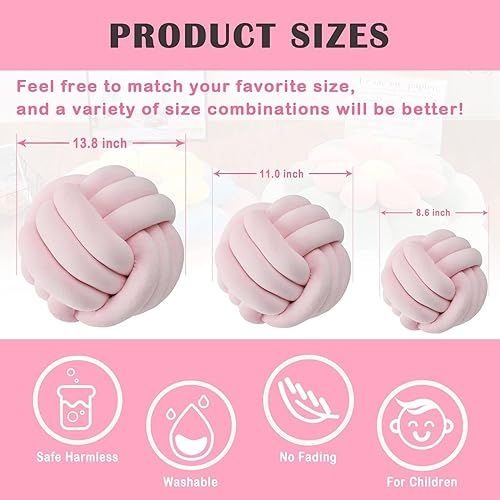 Miniatura 3 de XHJRI Almohadas de bola de nudo suave, almohadas redondas para decoración de habitación de los niños, almohada de felpa para fotografía de niñas,