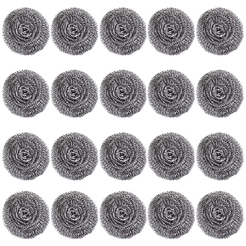 Estropajo en Acero Inoxidable,20 Pcs Esponja Limpieza Difícil Estropajos De Metal,Estropajos para Limpiar Ollas, Parrillas y Horno