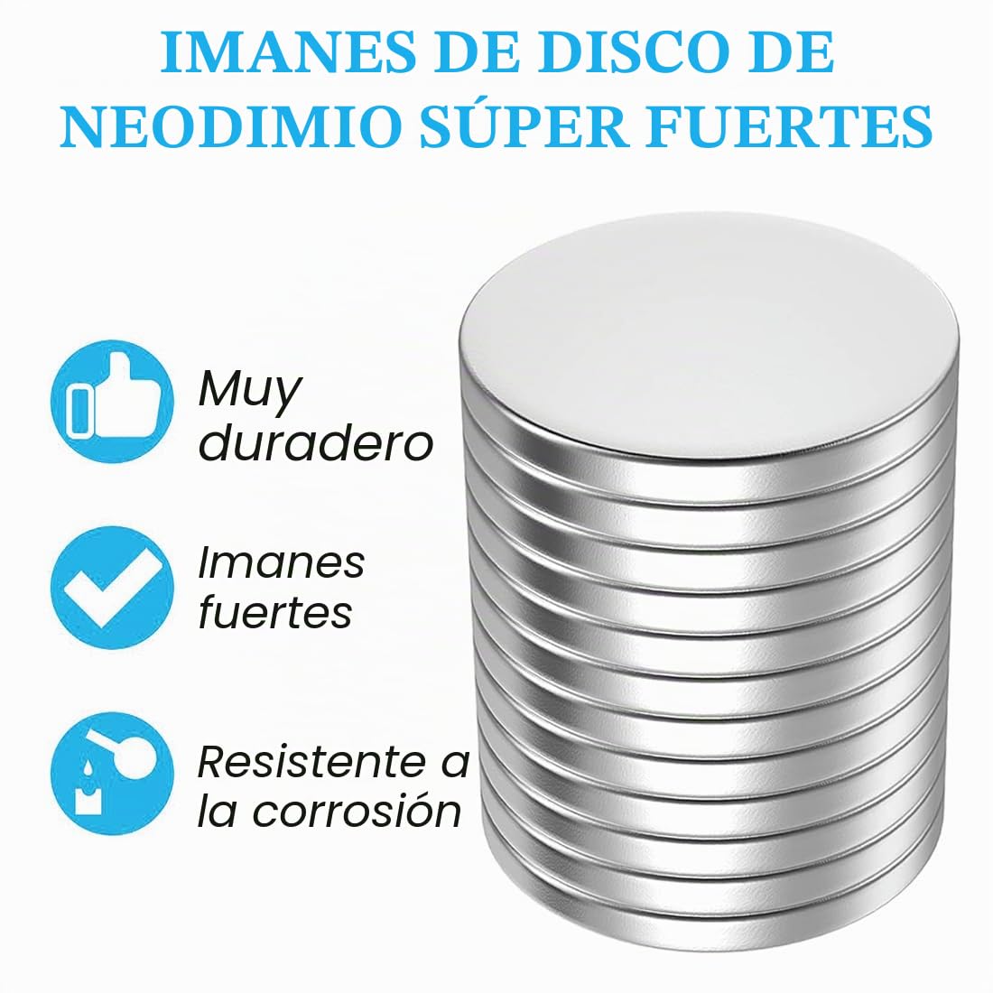 Imanes fuertes de neodimio, extrafuertes, 10 mm x 1 mm, 100 unidades, redondos, pequeños, autoadhesivos, fuertes, para frigorífico, pizarra blanca