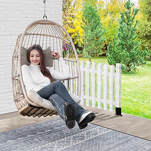 Nicesoul® Hanging Egg Swing Chair Ceiling Chairs Wicker Hammock Basket Egg Chairs Without Stand 265Lbs Capaticy For Bedroom Patio Backyard Balcony Cream Color #TOP11