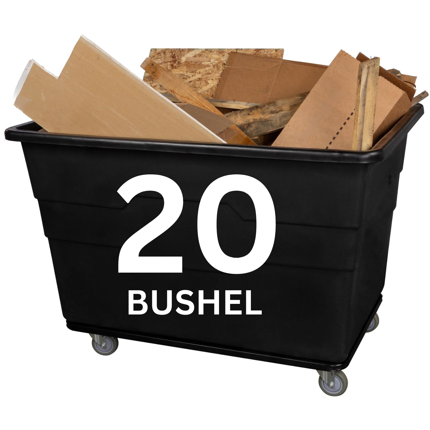 ReadySpace Commercial 20 Bushel Utility Cart with Steel Base, Poly Box Basket Truck, Laundry Cart, and Rolling Trash Bin, 51.5-Inch x 35.5-Inch x 36-