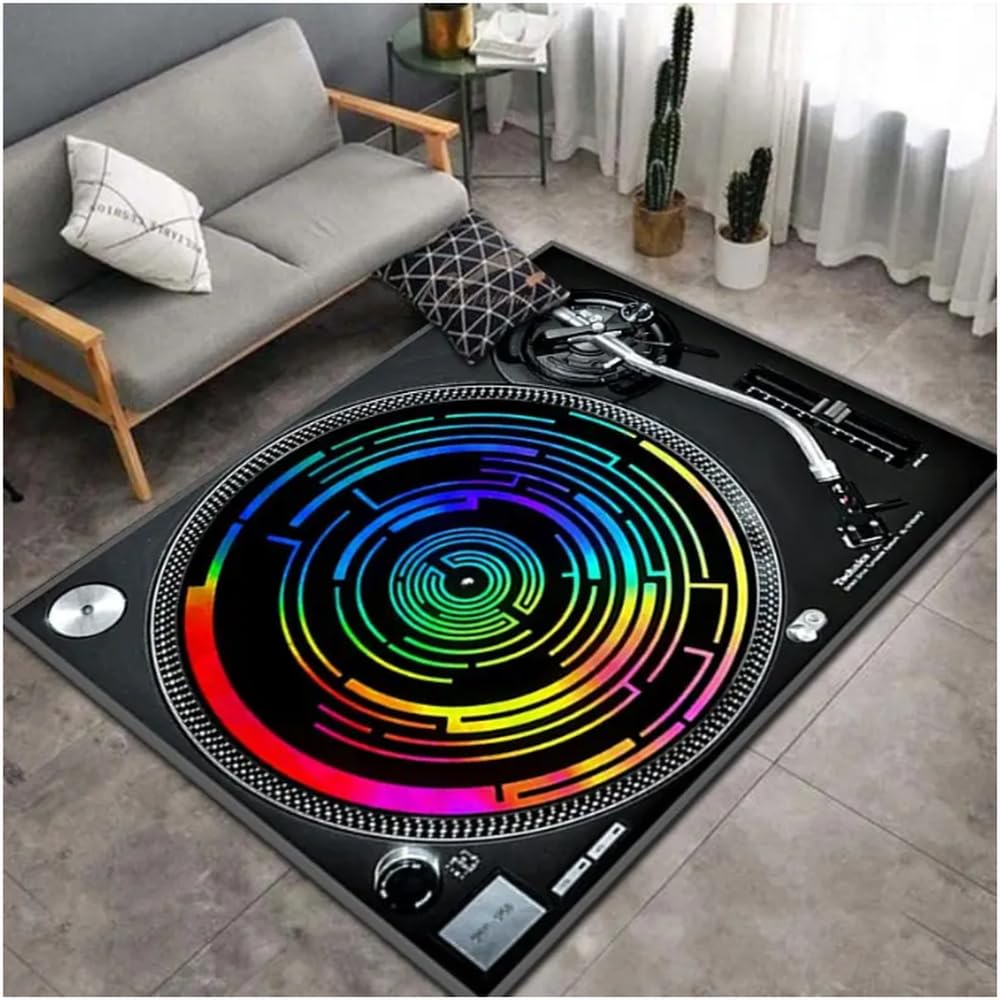 Tapis paillasson antidérapant au motif de phonographe rétro pour entrée