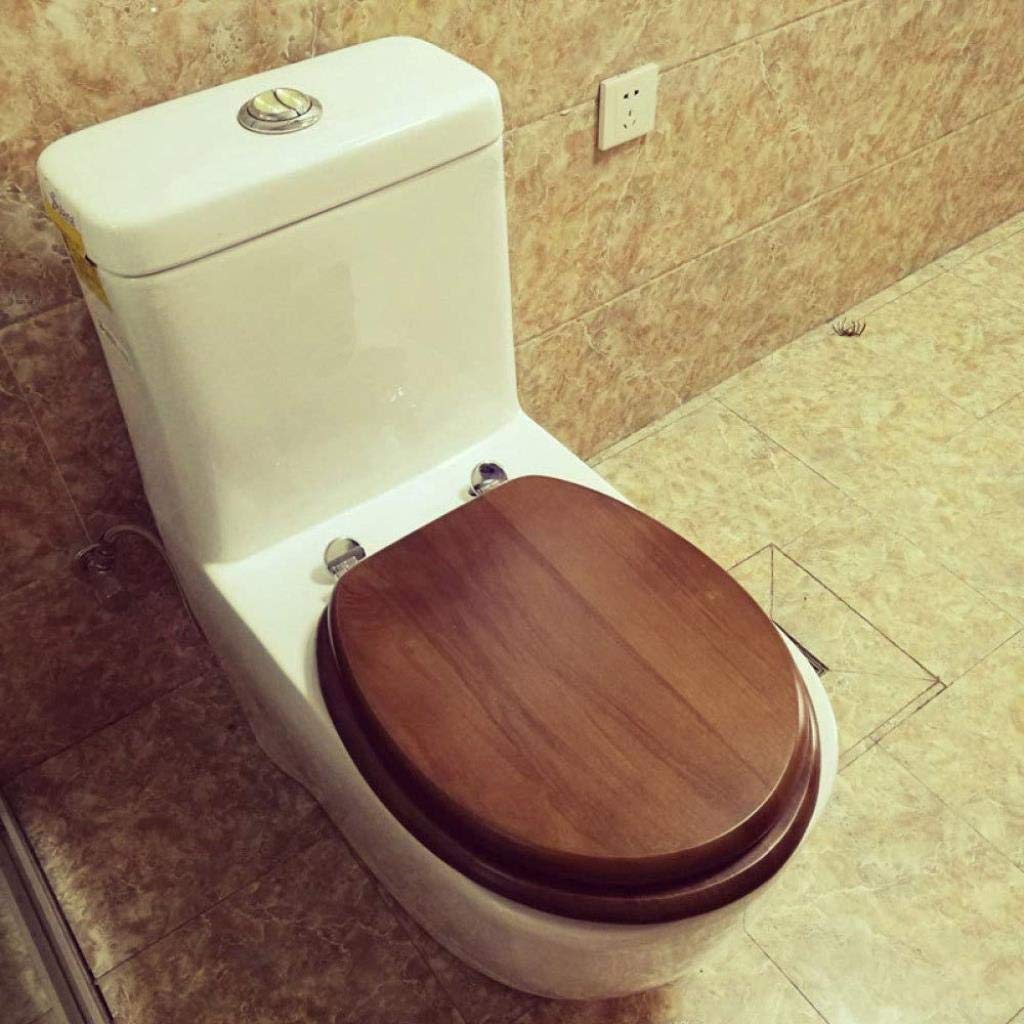Toilettensitz aus Massivholz mit verstellbarem Scharnier - Schnellverschluss verdickter Badezimmerdeckel