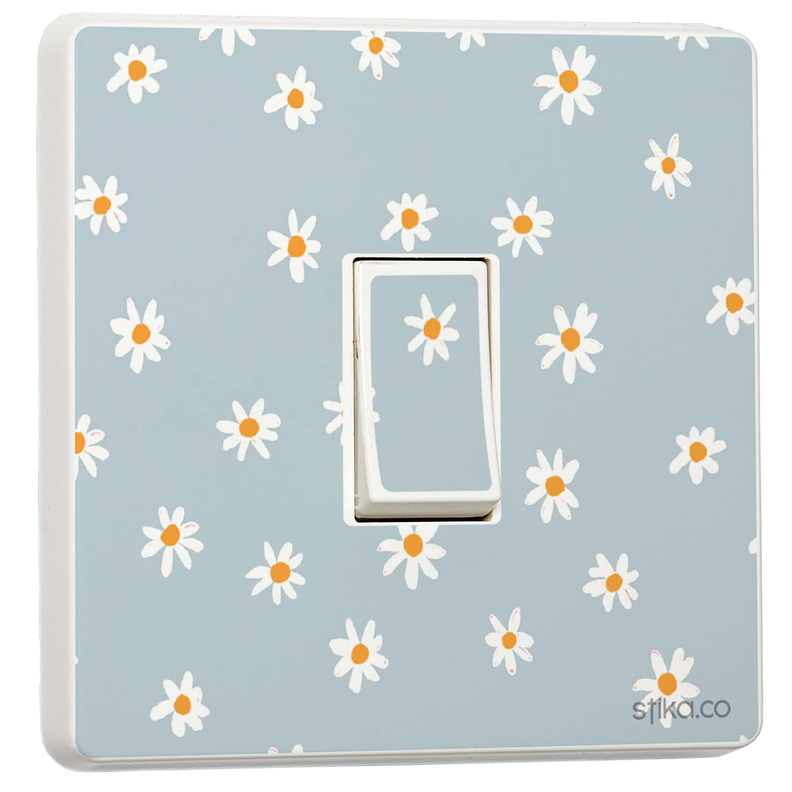 stika.co Pack of 2 Daisy Patterned Blue Background, Design for Single Light Switch Cover Vinyl Sticker