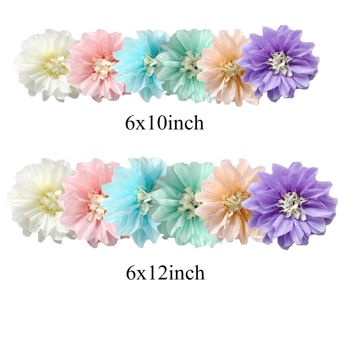 12pcs 10in 12in Tissue Paper Pom Poms Paper Flower Decorations Party Decorations Hanging Flowers for Wedding Birthday Baby Shower Nursery Wall Decor Multi-3