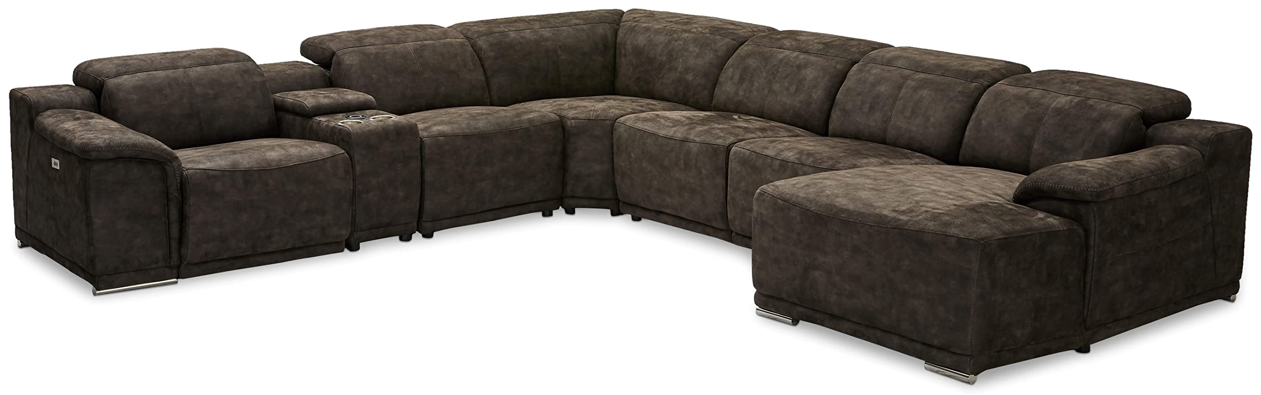 Ibbe Design Modul Sofa Braun Stoff 1 Sitzer mit Armlehne Rechts Elektrisch Verstellbar Relaxfunktion mit mit verstellbare Kopfstütze Alexa, 105x102x73 cm