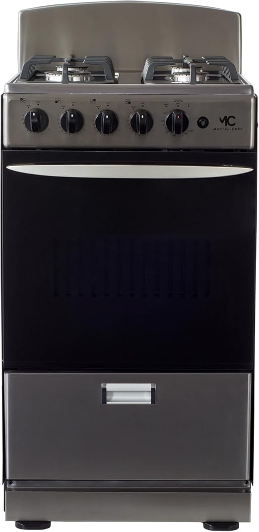 20" Stainless Steel B Gas Space Saver Range with 2.4 CFT Oven Capacity - Italian SABAF Sealed Burners, 1 Ultra-Fast and 3 Fast – Easy to Clean, Iron Grates, and Cool Knobs CSA Certified