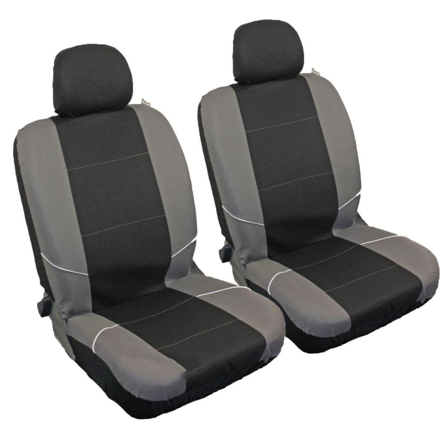XtremeAuto® Universal Fit Front Pair Of Car Seat Covers BLACK GREY