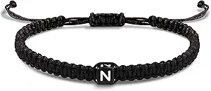 Initial Bracelets for Women Men Gifts for Her Teen Girl Best Friend Birthday Graduation Dainty Braided Bracelets Letter A-Z Charm Adjustable Link Mother's Day Jewelry Mom Christmas Gifts Valentine's Day Jewelry