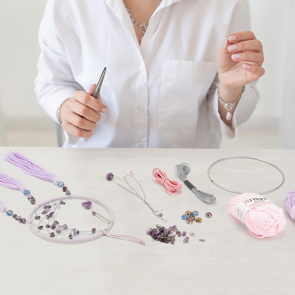 INFUNLY Kit acchiappasogni fai da te per creare il tuo acchiappasogni, acchiappasogni con fiori, acchiappasogni, kit da appendere alla parete con istruzioni per la decorazione della parete della
