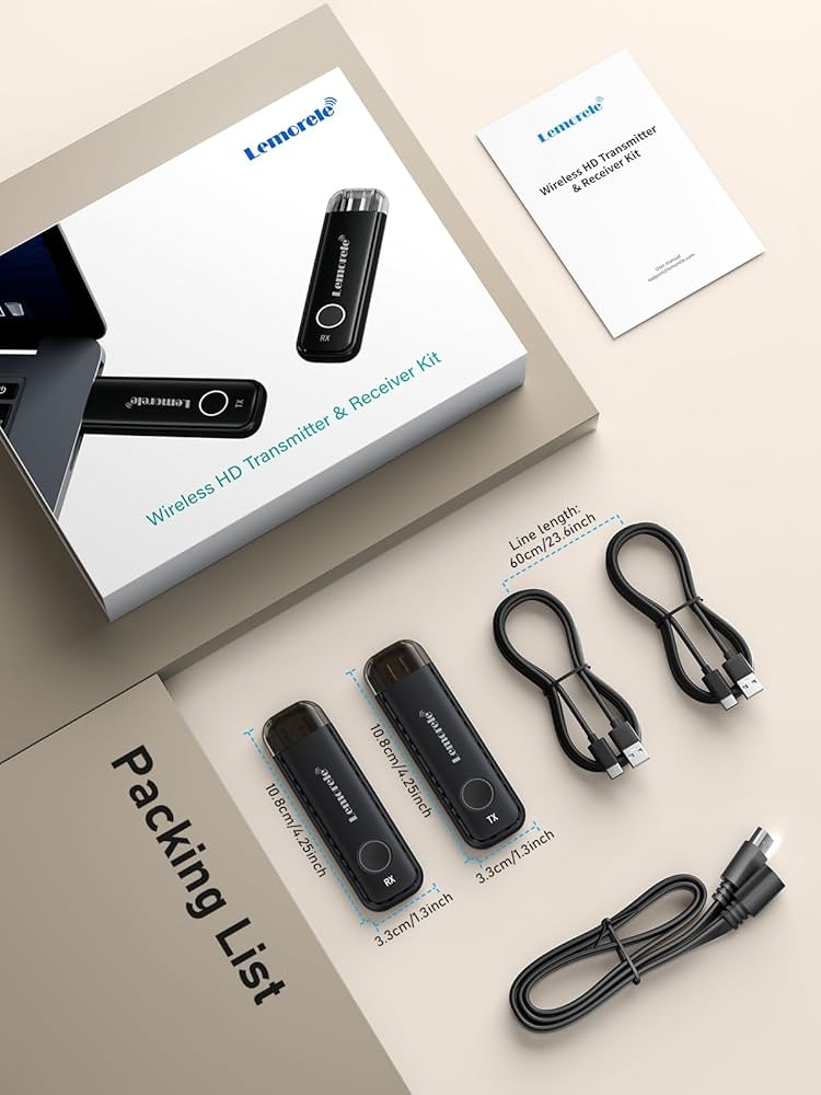 Lemorele Wireless HDMI Transmitter and Receiver Kit,Portable