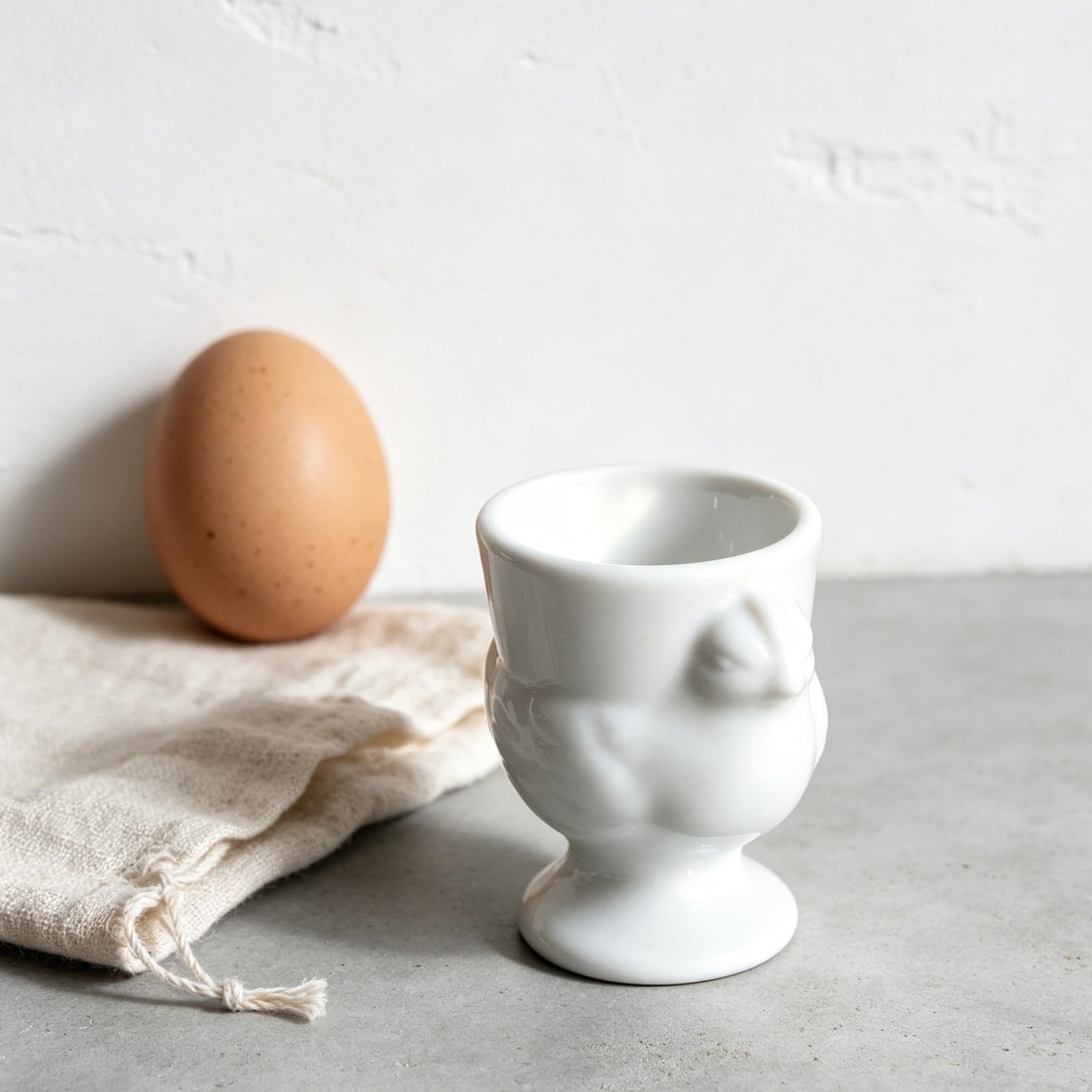 Lot de 6 coquetiers en céramique avec motif de poules, 1/2/4/6 pièces, passent au lave-vaisselle, au four, au micro-ondes, pour Pâques et petit déjeuner (blanc)