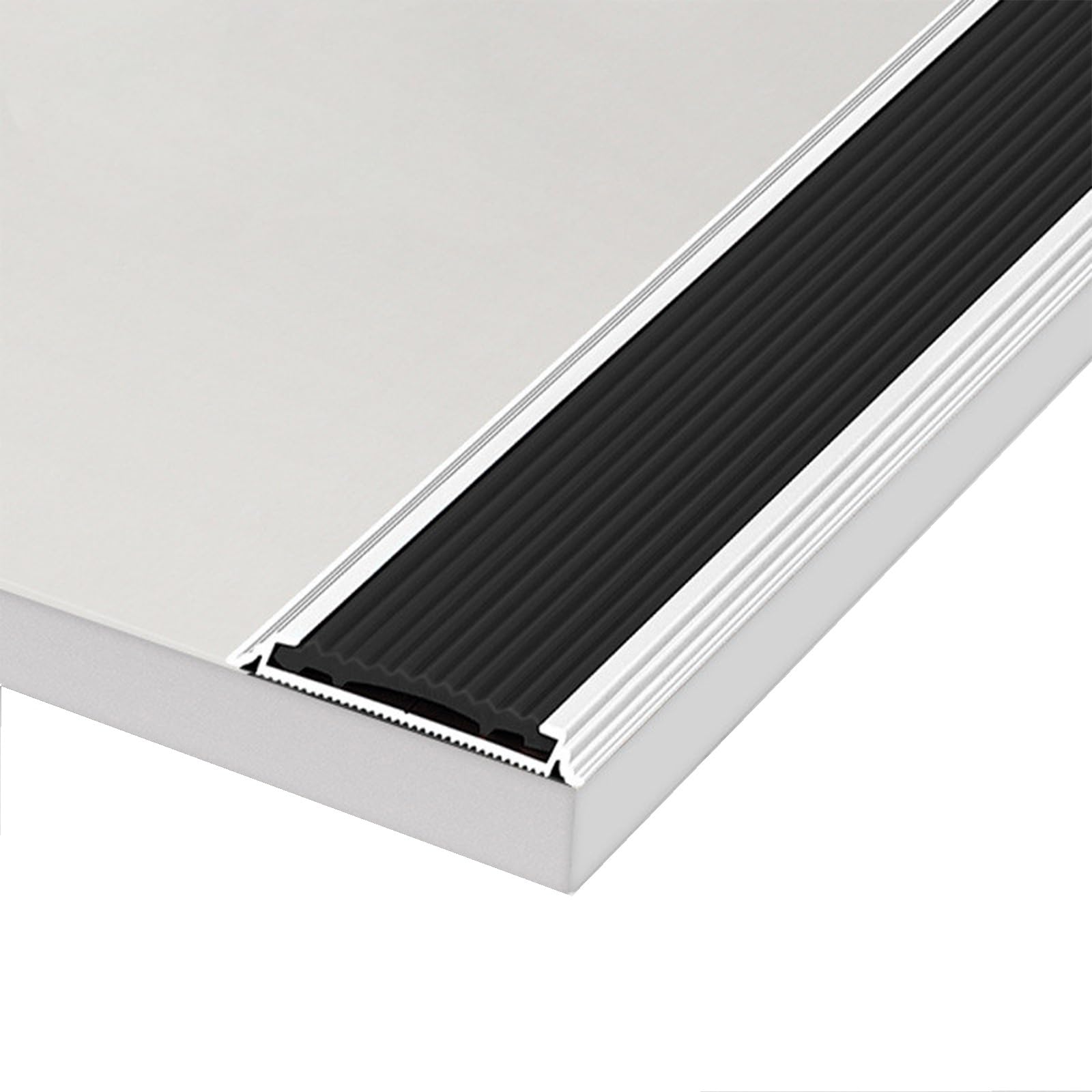 YLLFFLL Aluminum Stair Nosing Edge Trim with Rubber Edging, Non-Slip Stair Edge Protector for Homes/Schools/Hospitals, Stair Edge Safety Strips(Black,2.3m/7.5ft)