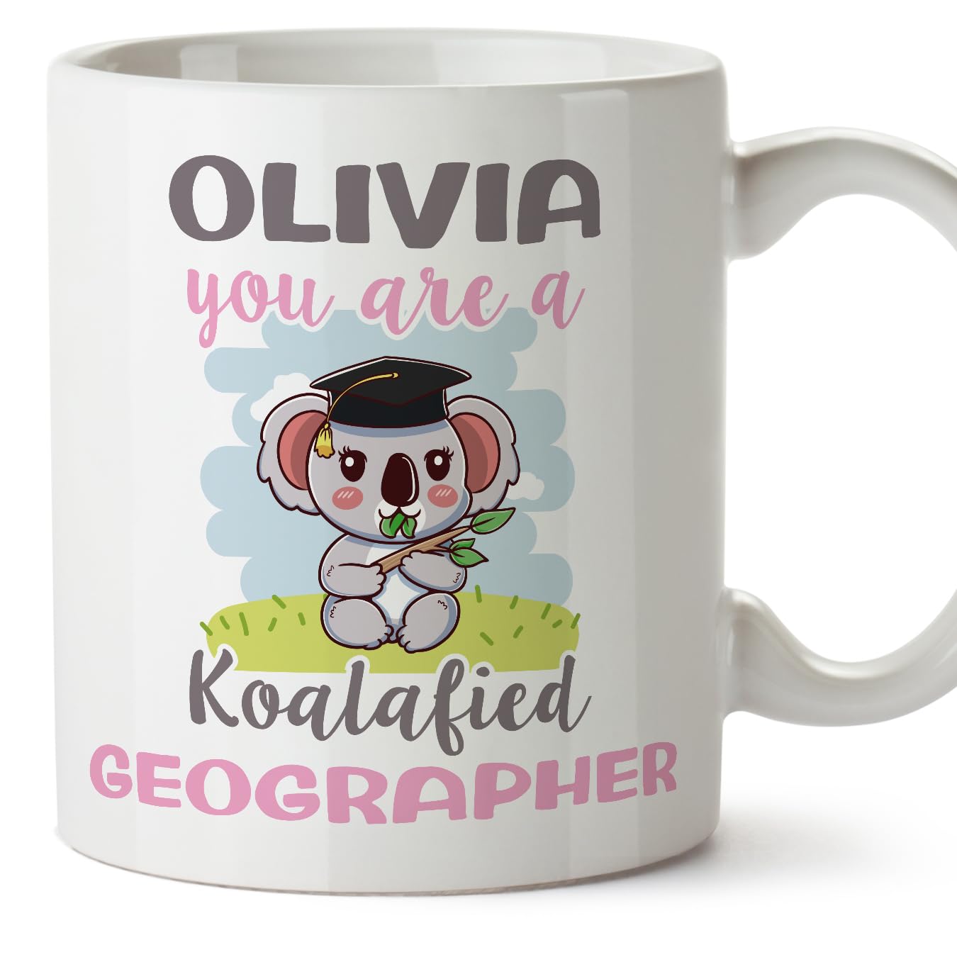 MUGFFINS Personalised Mug for Geographer Woman - in English - Custom Koalafied - Funny Custom Gift for Colleagues - Ceramic 11oz Mug — image 1