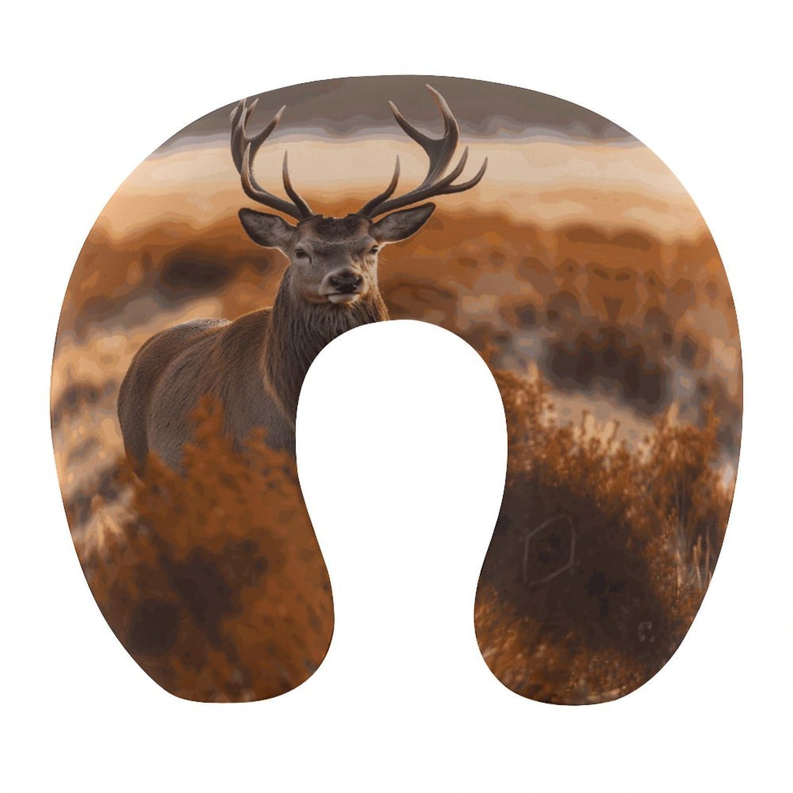 VstaDank Antler Red Deer Neck Pillow Memory Foam Sleeping U Shaped Pillows Cooling Travel Head Support Pillows Super Lightweight Portable Airplane Pillow for Car Office Rest
