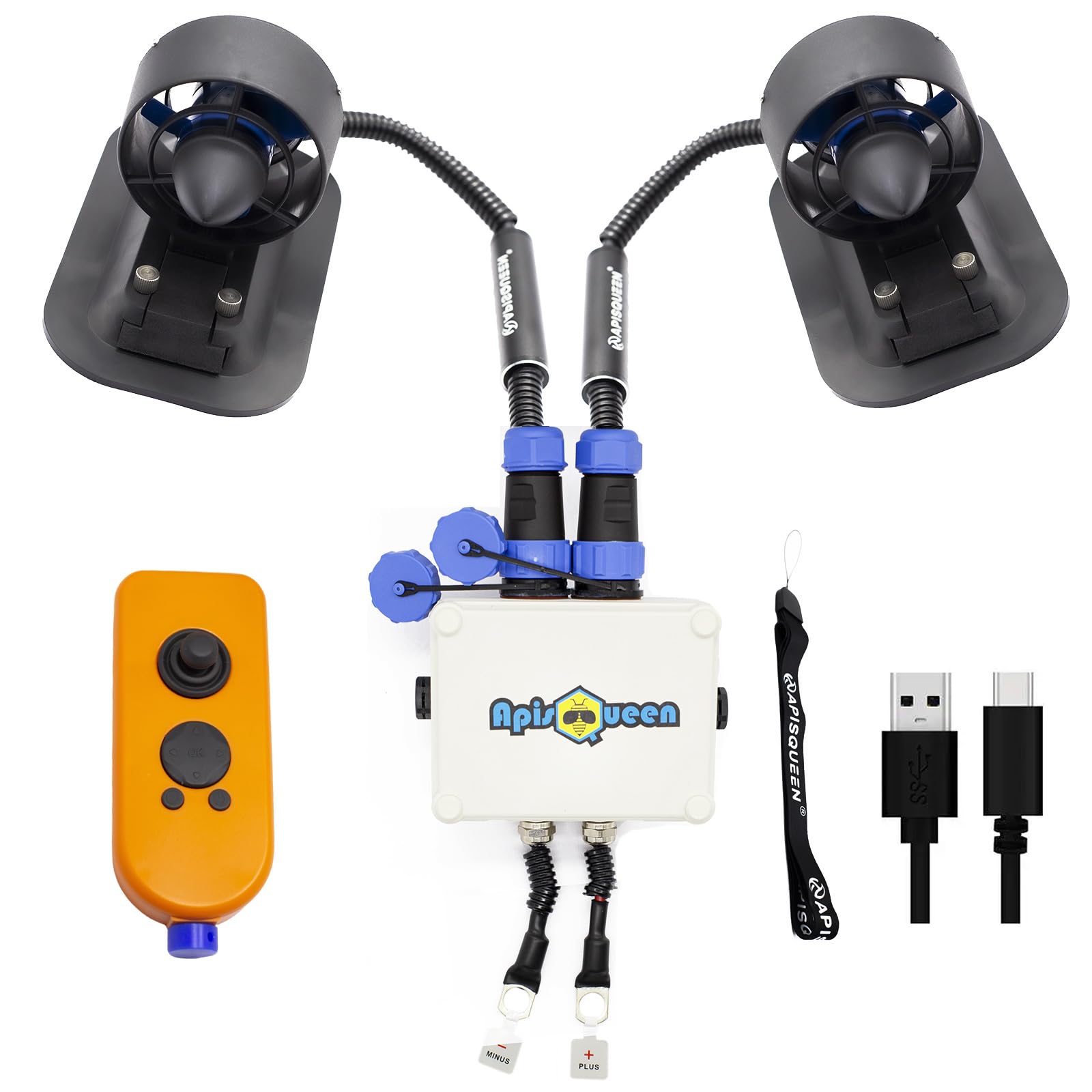 Photo 1 of ApisQueen 12-16V Underwater Thruster U2 Set,1-3km/h Speed,Total Thrust 7.5Lbs,Brushless Motor with Waterproof Remote Control for Fishing Boats ROVs