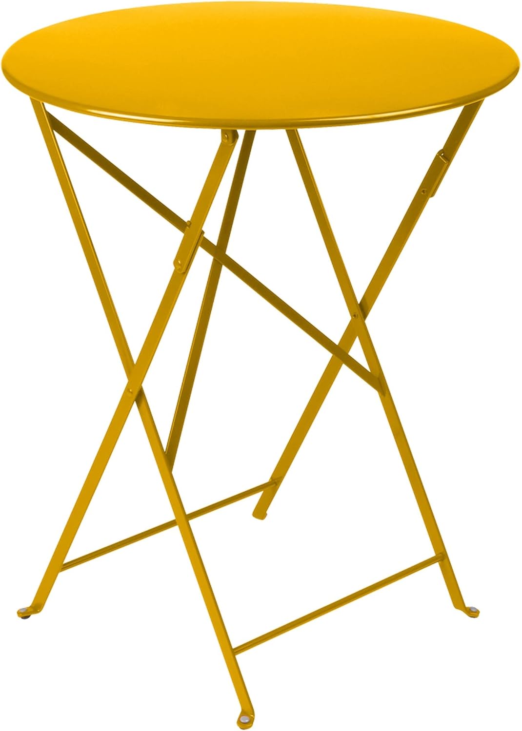 Bistro 24 Round Table - Lacquered Steel Folding Table for Two to Three People - No Parasol Hole - Outdoor & Indoor Use - Honey Textured