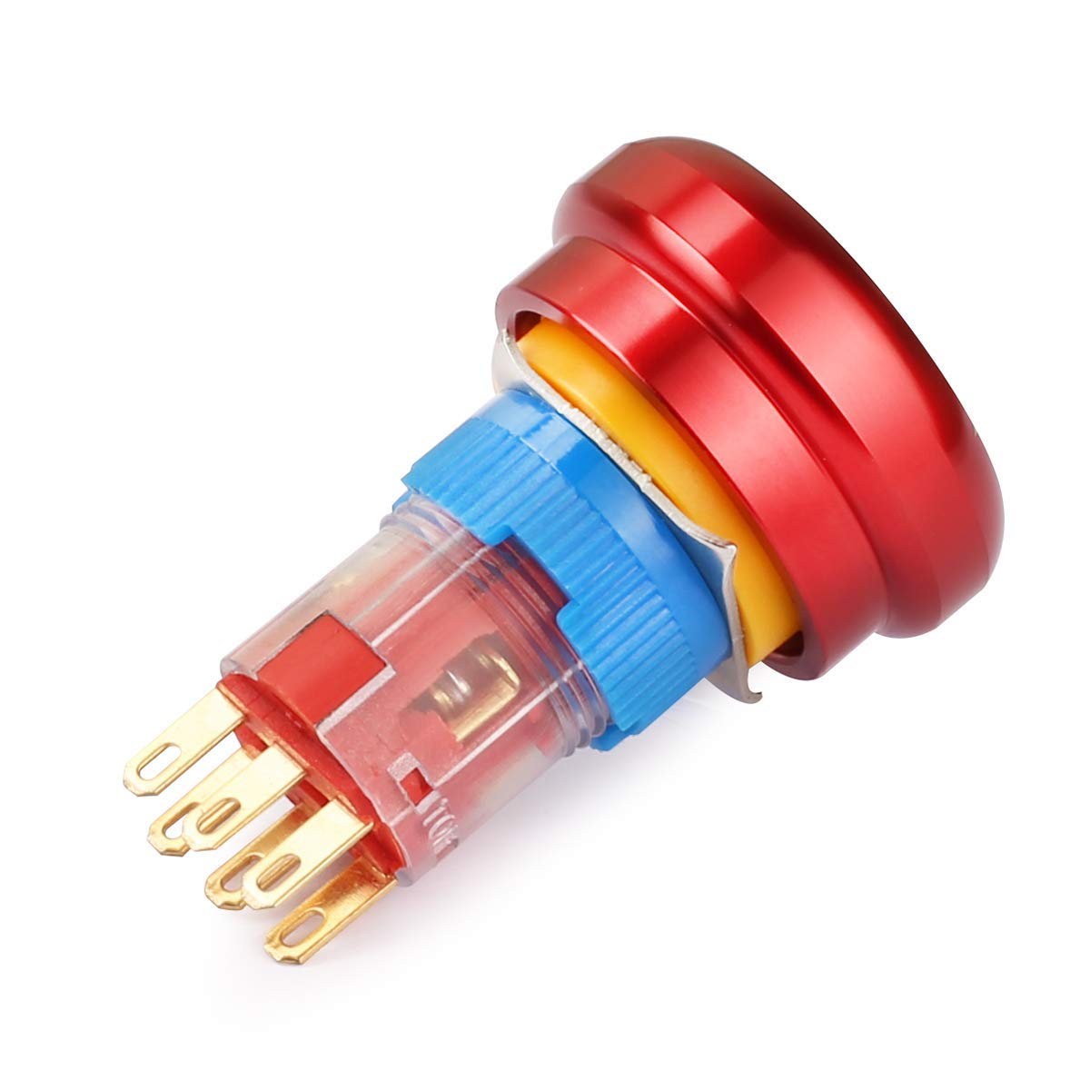 CLDIY Metal Emergency Stop Button Switch, 16 mm 5 A 250 VAC 6 Feet Emergency Stop Power Off Round Self-locking Waterproof Mushroom Cap Switch with 2 NO & 2 NC