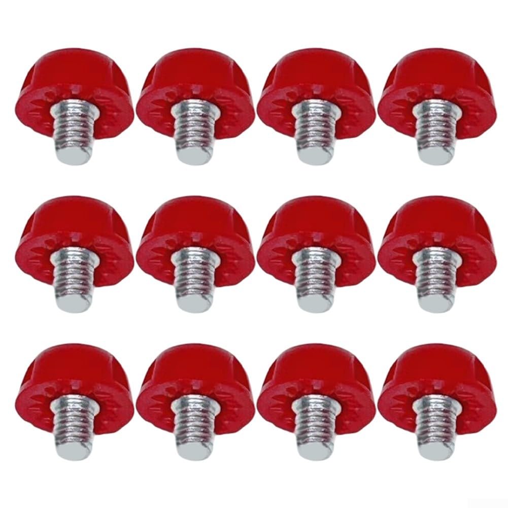 Set di 12 tacchetti di ricambio per scarpe da calcio, misure da 7 mm e 10 mm, per tacchetti da calcio da uomo, presa forte, in plastica antiscivolo, con chiave inglese (rosso)
