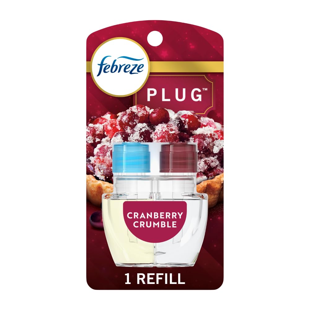 Febreze Plug In Air Freshener Odor-Fighting Scented Oil Refill Cranberry Crumble Scent 1 Refill