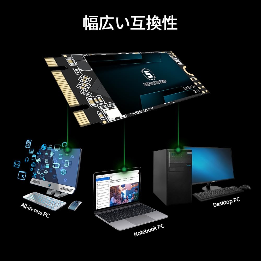 Amazon | S SHARKSPEED SSD 2TB M.2 2242 内蔵型 SATA 3 高性能 3D
