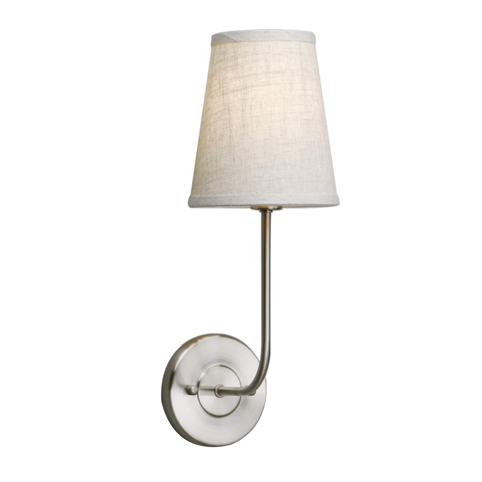 Yosoan Lighting Vintage Modern Hemp Fabric Shade Wall Lamps, Beside Wall Sconces Lights for Living Room, Bedroom, Hallway E14 Screw (Brushed)
