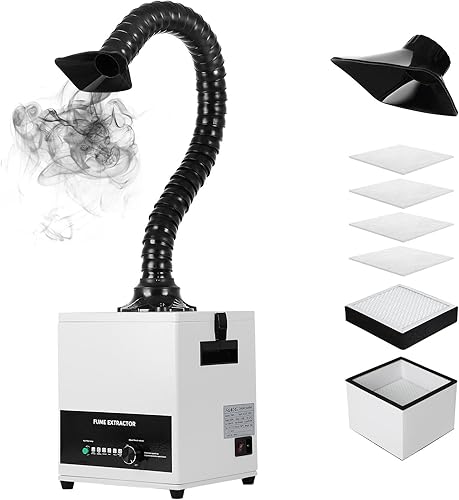 FAHKNS Extractor de humos de soldadura láser de 100 W, fuerte succión, con filtro de 3 etapas, removedor de humo de soldadura, con 12 filtros para