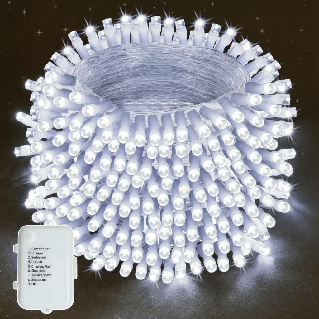 Lighprenix Cool White Fairy Lights Battery Operated - 10M 100Leds Christmas Battery Powered Fairy Lights With 8 Modes Timer, Ip44 Waterproof String Lights For Outdoor/Indoor/Garden/Bedroom/Tree(Cool White)