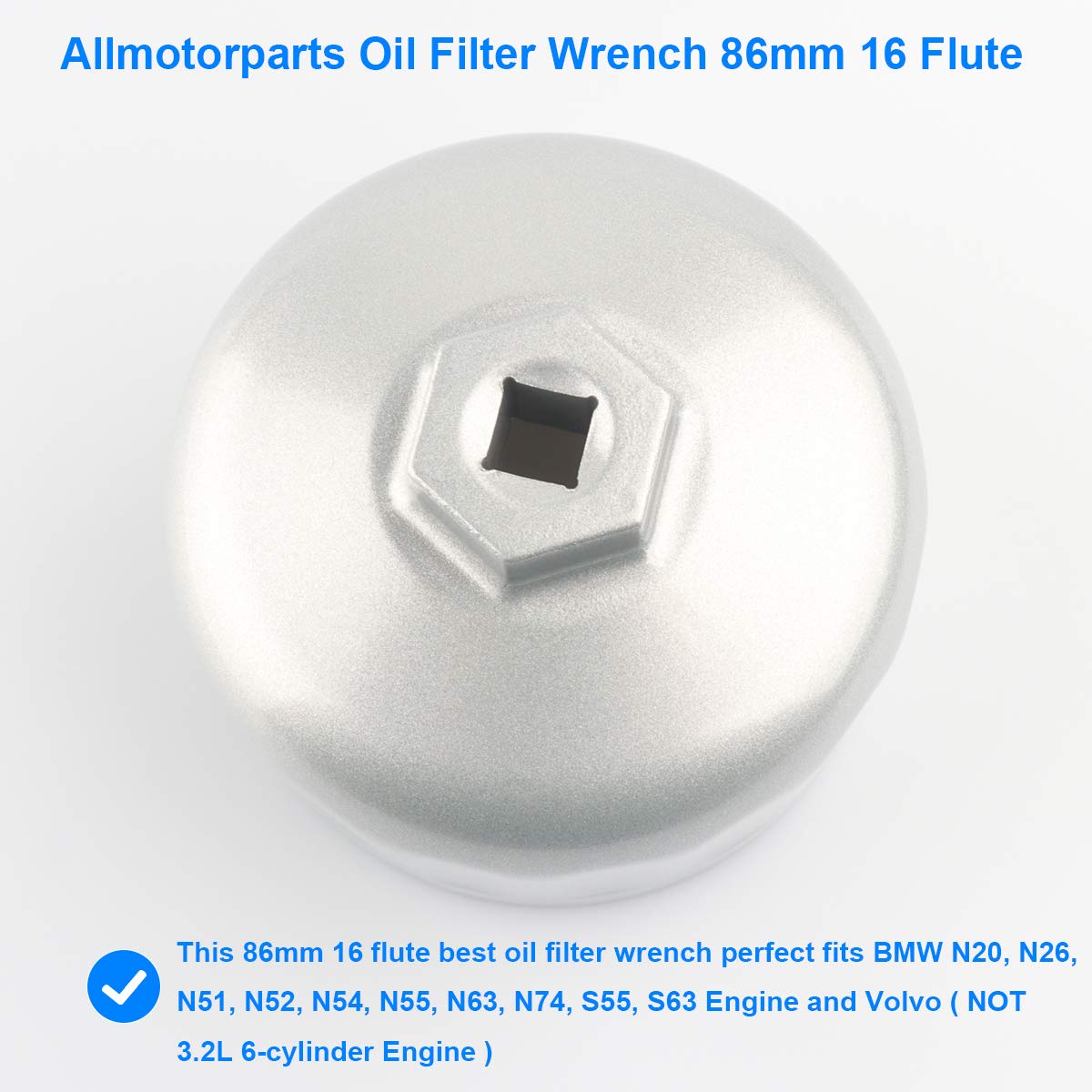 Chiave A Bussola Per Filtro Olio 86 Mm 16 Scanalature - Compatibile Con Volvo SL E BMW N54 N55 N52, Realizzata In Lega Di Alluminio - 3