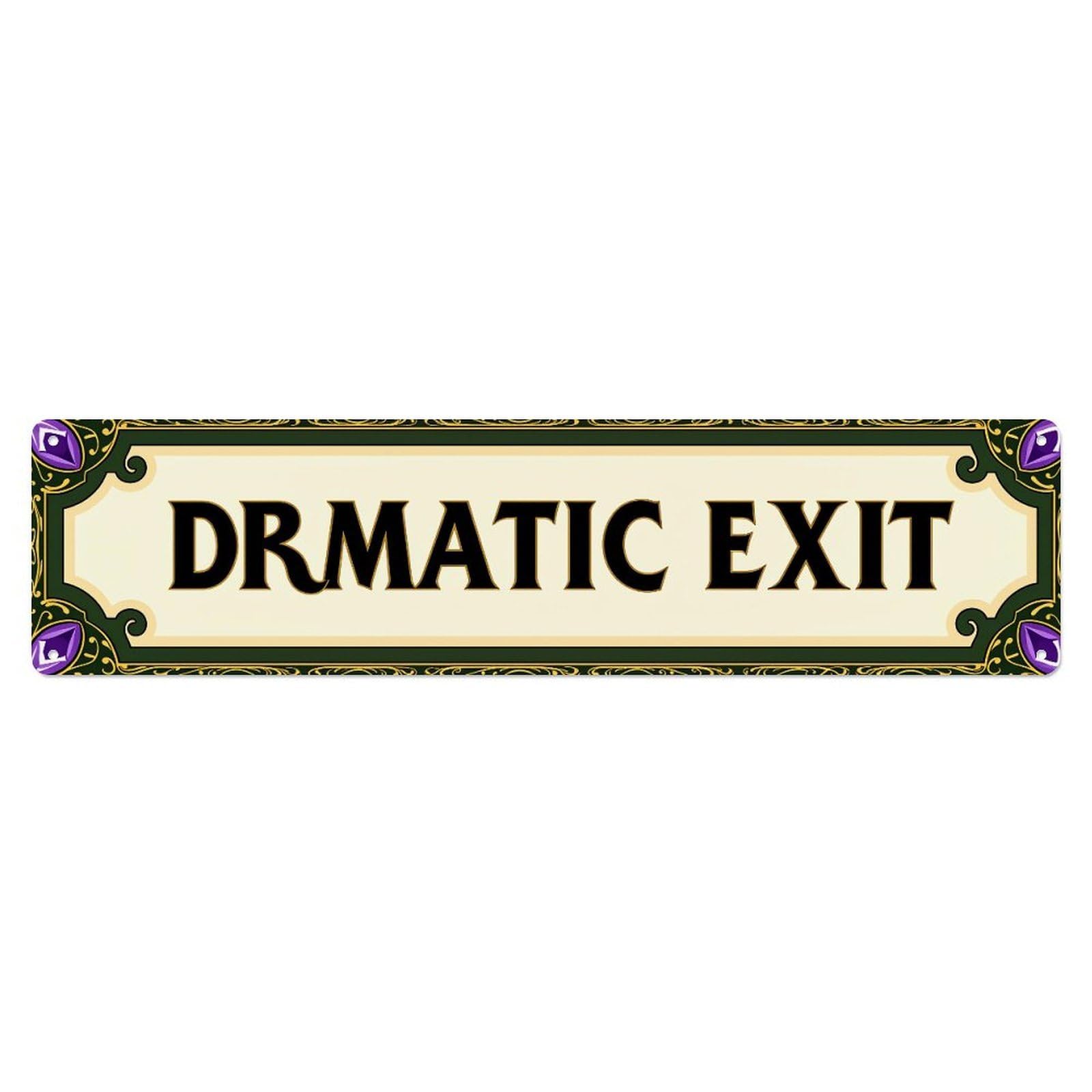 Ndieha Vintage Dramatic Exit Sign Pattern_1 Tin Sign Metal Poster Retro Bar, Home, Man Cave, Kitchen, Laundry Room Wall Art Decor Gift 4X16 Inch
