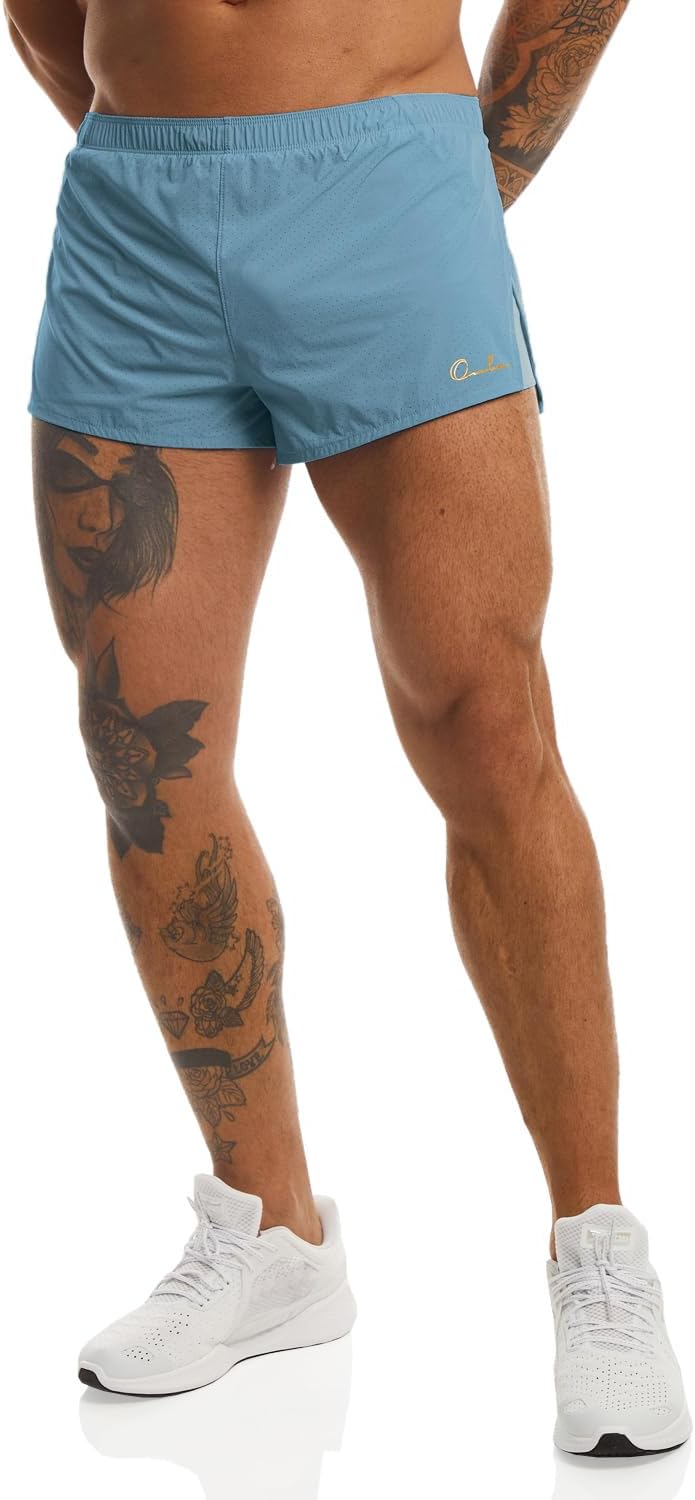 Ouber Men's Running Shorts with Liner 2'' Workout Shorts Bodybuilding Side Split Mesh Gym Shorts - Image 2