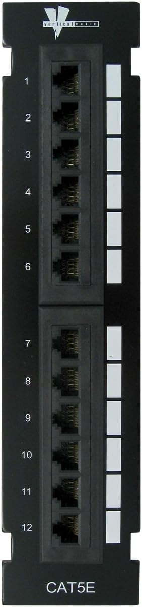 Vertical Cable Cat5e 12 Port Vertical Mini Patch Panel with Mounting Bracket