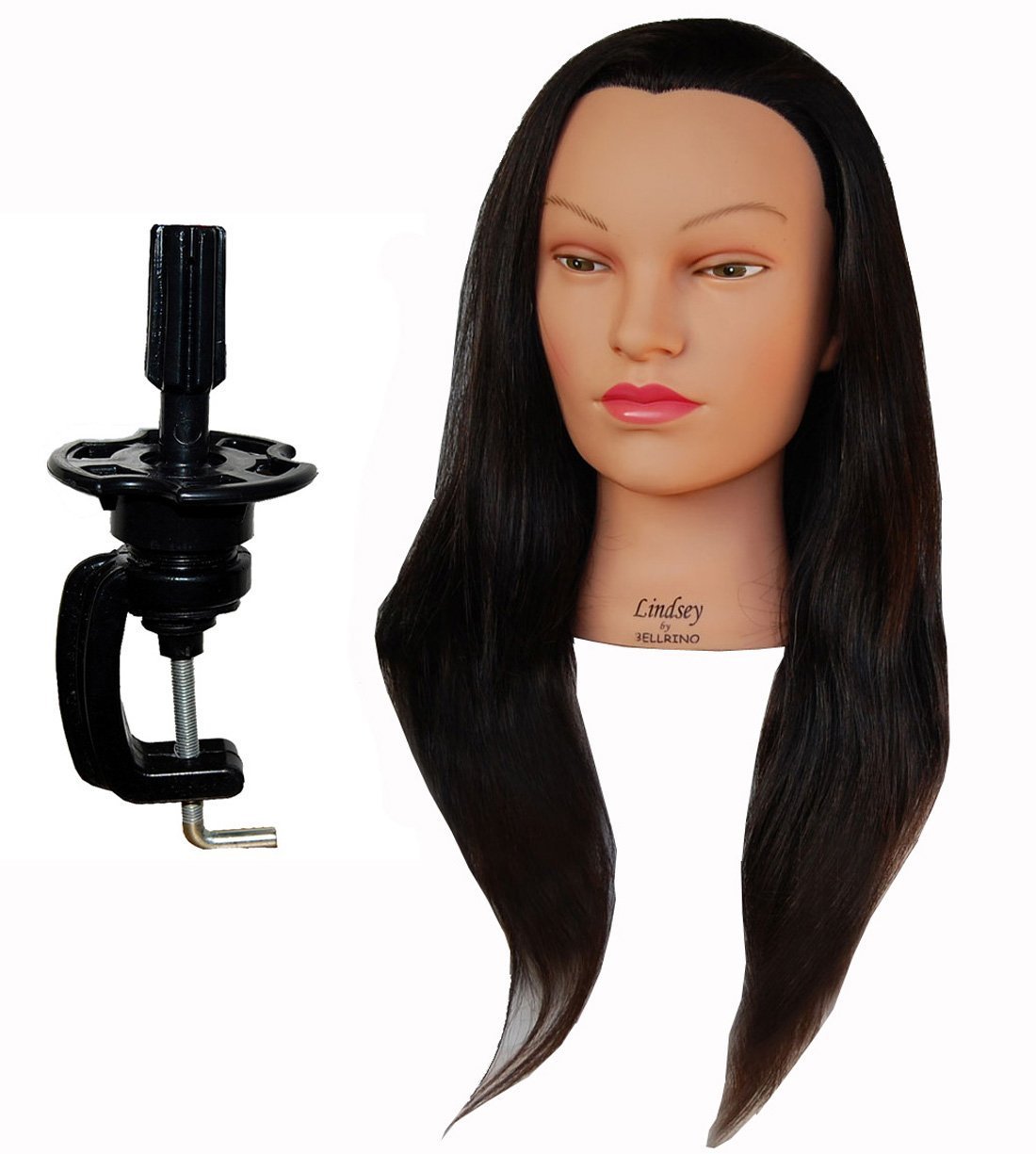 Bellrino 24" Training Head Cosmetology Mannequin Manikin with 100% Human Hair with Table Clamp - Lindsey