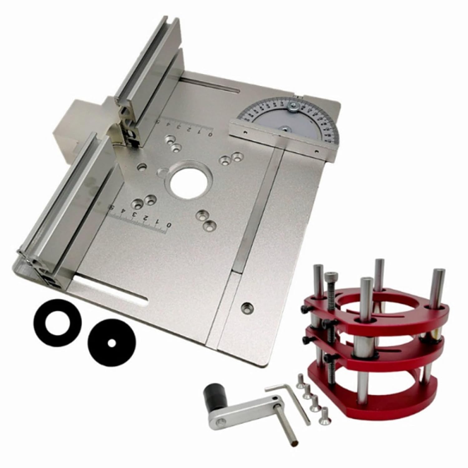 Tavolo elevatore di precisione per fresatrice con goniometro, compatibilità motore 63,8-65 mm, lega di alluminio.