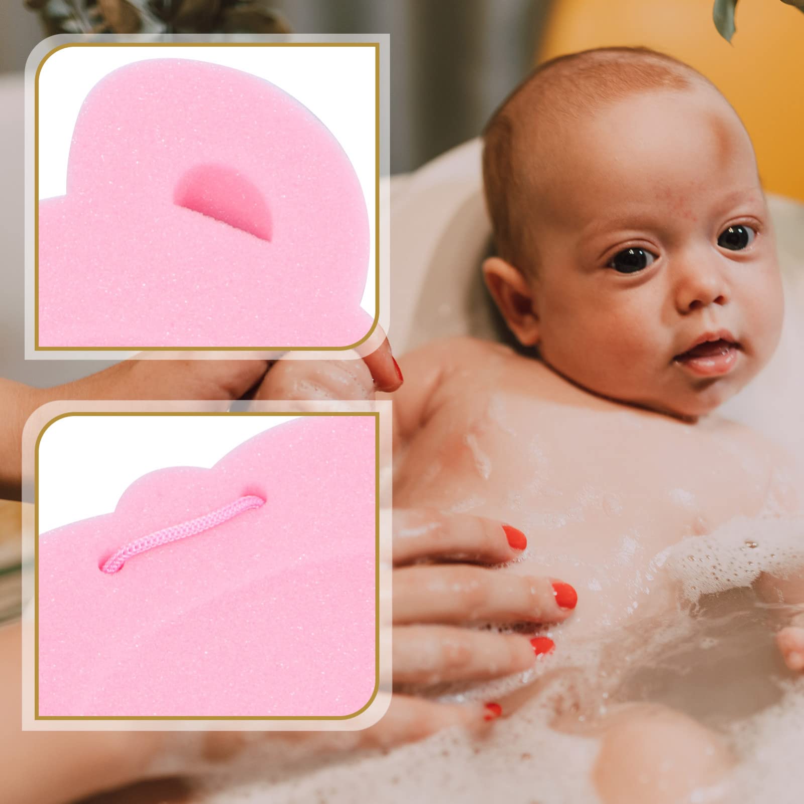 Cojín De Esponja para Ducha Infantil Alfombrilla De Baño Antideslizante Color Rosa