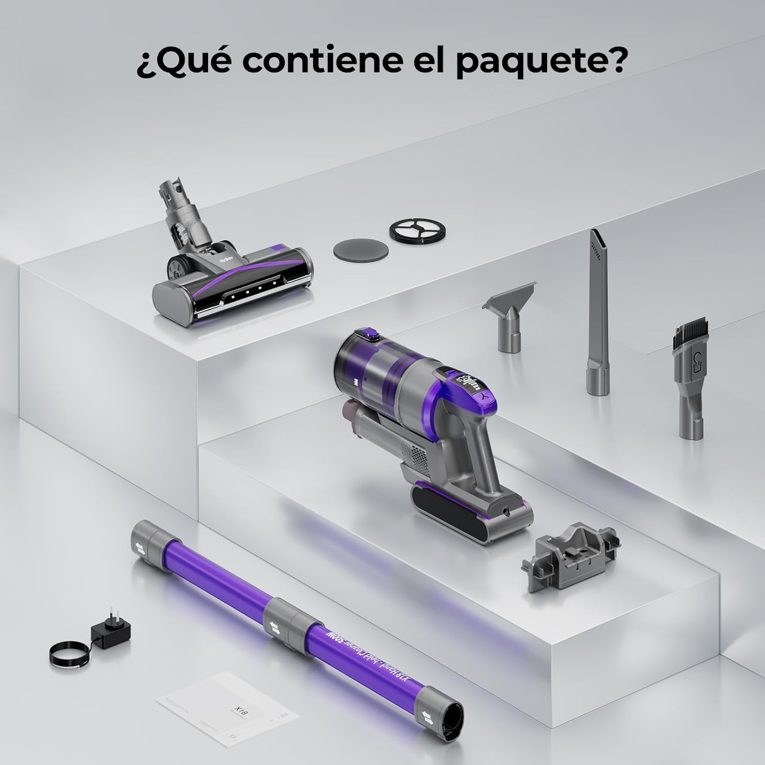 Redkey X18 Aspiradora sin Cable 60KPa/650W/80Mins, 8 en 1 Aspiradora Inalámbrico de Pantalla Tactl LED Modo Automatico Inteligente Autocargable, Autoportante para Suelos/Alfombras/Pelo de Animales