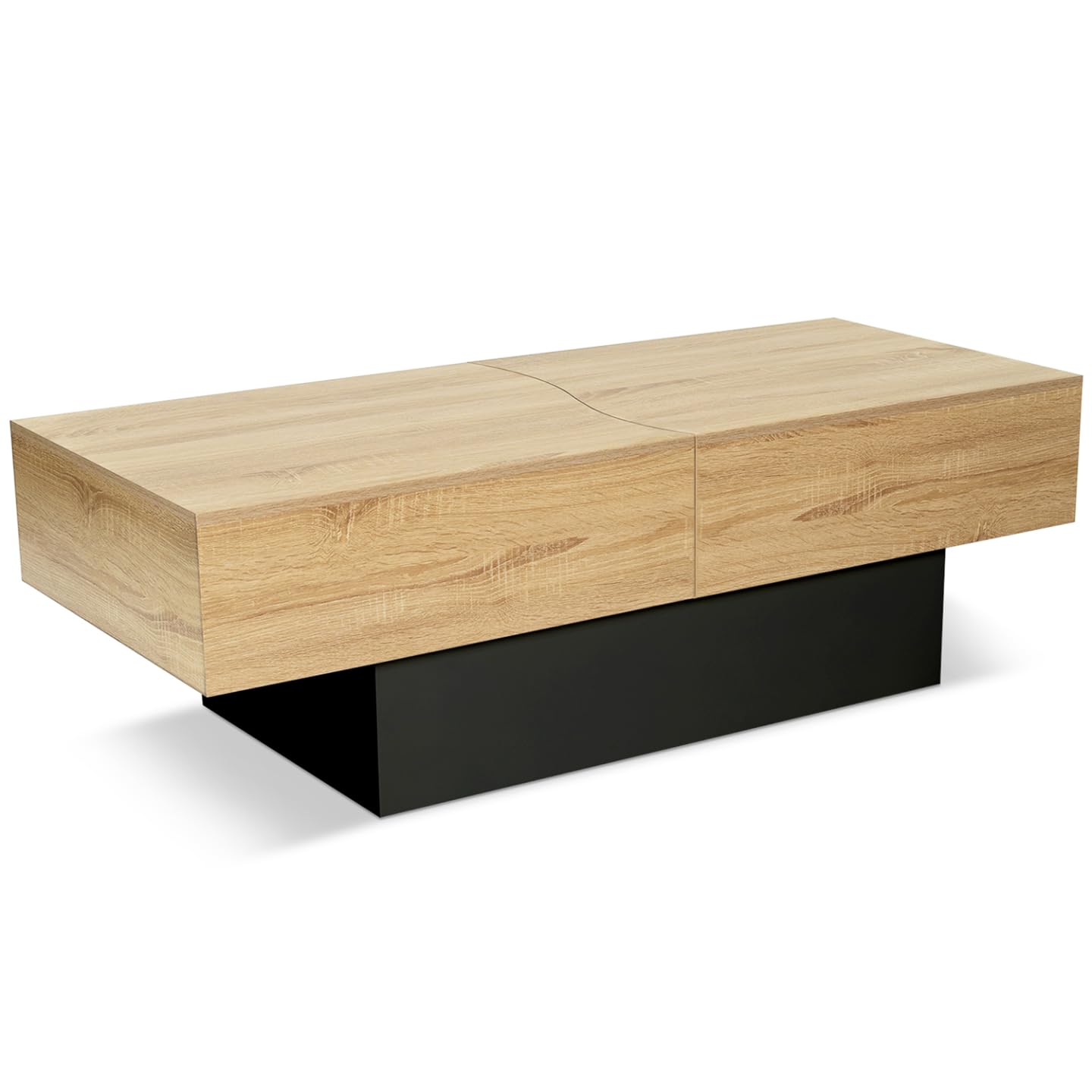 IDMarket - Table Basse coulissante Marta Noir et Bois
