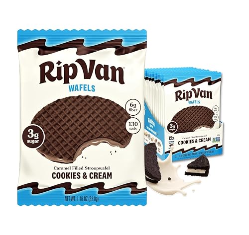 Rip Van Wafels Galletas Stroopwafel con Crema - Bocadillos Saludables - Bocadillo sin OMG - Apto para Keto - Bocadillos para la Oficina - Bajo en