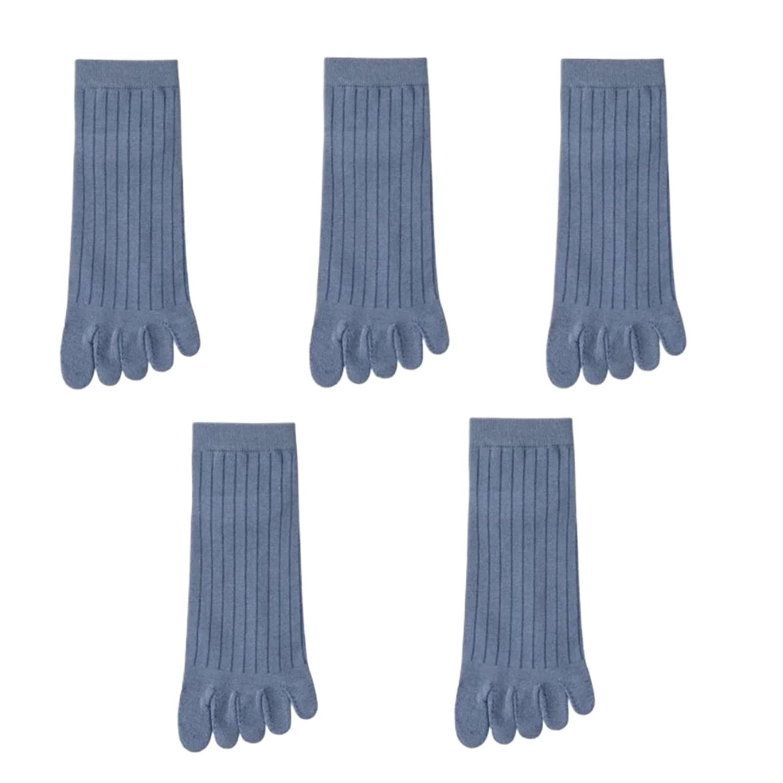 IRFHDCX Toe Socks 3/5 Pairs Five Finger Socks Breathable Ankle Short Thin Cotton Toe With Separate Fingers Sports(5 pairs Blue)