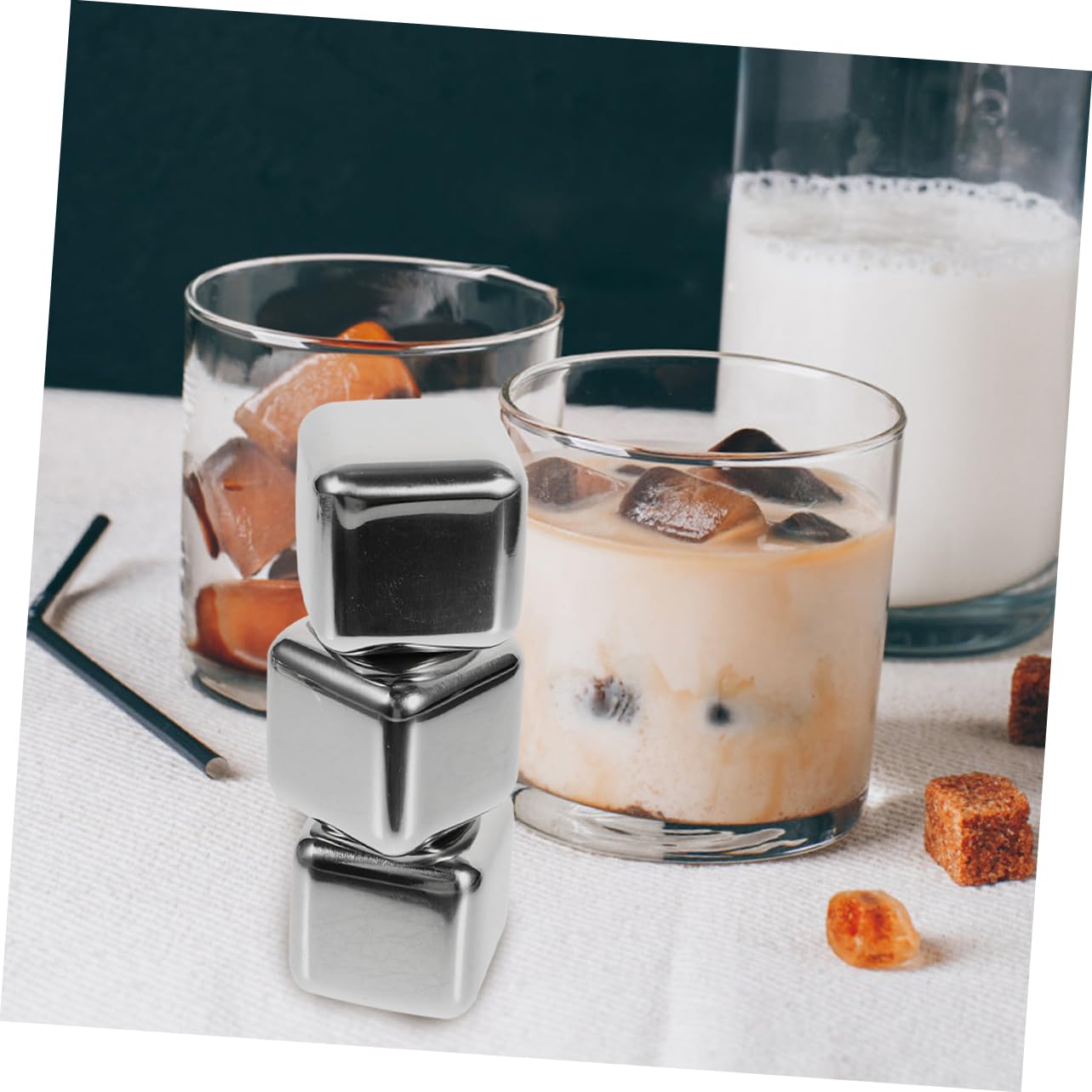 ABOOFAN 60piezas Cubitos De Hielo Inoxidable Enfriadores Reutilizables Para Whisky y Bebidas Sin Dilución Diseño Para Licores