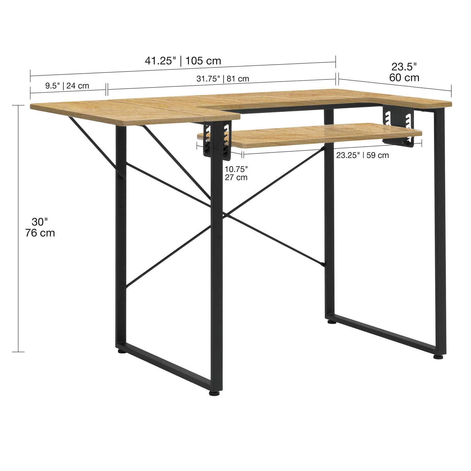 Sewing Online Mesa pequeña para Coser, Tablero de Madera de Fresno con Patas Negras - Mesa para máquina de Coser con Plataforma Ajustable y extensión abatible | Mesa para acolchar/Escritorio para