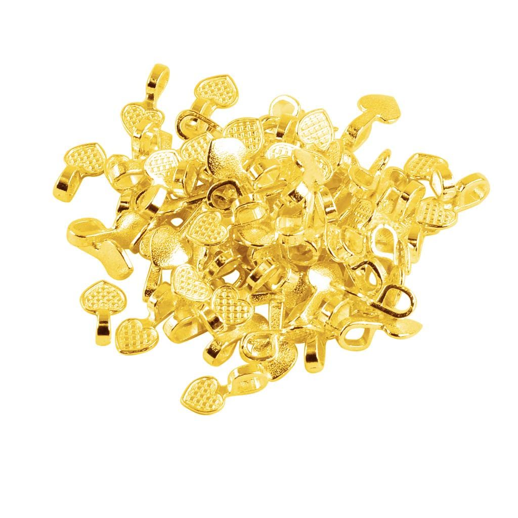 Sharplace Gold 100 Pieces Heart Glue On Flat Pad Bails Diy Charms Jewelry Making Pendant Findings