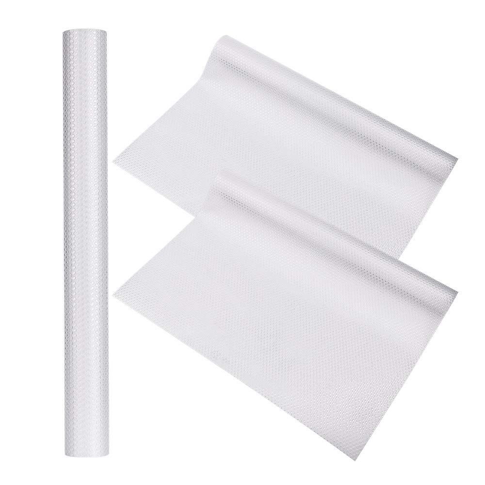 Uoging Shelf Liner, 3 Rolls Non-Slip Non-Adhesive Waterproof EVA Cupboard Cabinet Pad Drawer Mat Washable Fridge Liner Roll Anti-Fouling Anti-Moisture Cushion for Home Kitchen (Clear, 17.7 * 59.1'')