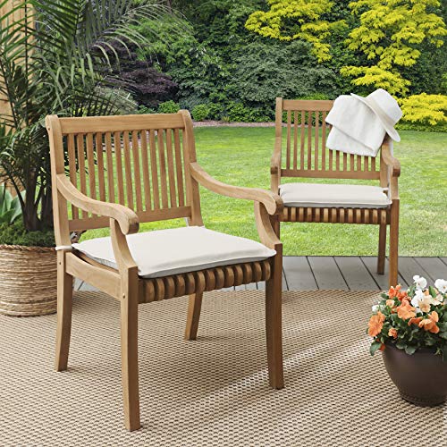 Sorra Home Sunbrella Indoor/Outdoor Cushion Corded Chair Pad Set, 2 Count (Pack of 1), Canvas Natural